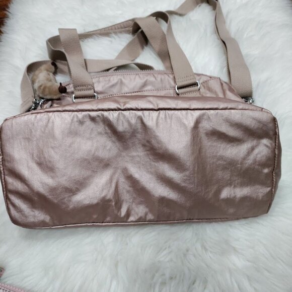 Kipling Metallic Rose Gold Brandee Crossbody And Small Pink Abby Pouch Set - Picture 6 of 14